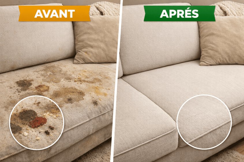 Canapé après nettoyage